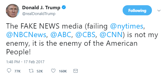 enemy3 Trump Embarrasses Himself Big Time With Whiny Sunday Twitter Rant About Fake News Donald Trump Politics Social Media Top Stories 