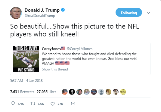 15 Trump Releases Racist Tweet To Put Kneeling Athletes In Their Place & It Backfires Instantly Black Lives Matter Corruption Donald Trump Human Rights Politics Racism Top Stories 