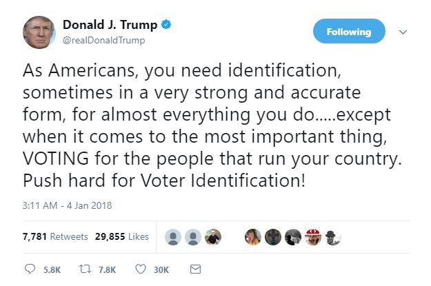 2018-01-04-07_49_43-Donald-J.-Trump-on-Twitter_-_As-Americans-you-need-identification-sometimes-in Trump Woke Up, Got Online, & Live Tweeted A Paranoid Mental Collapse Like A Lunatic Donald Trump Featured Politics Social Media Top Stories 