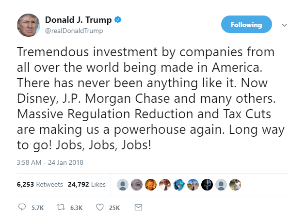 2018-01-24-07_53_14-Donald-J.-Trump-on-Twitter_-_Tremendous-investment-by-companies-from-all-over-th Trump Tweets Desperate 4AM Nonsense During Wednesday Robert Mueller Panic Donald Trump Featured Politics Social Media Top Stories 