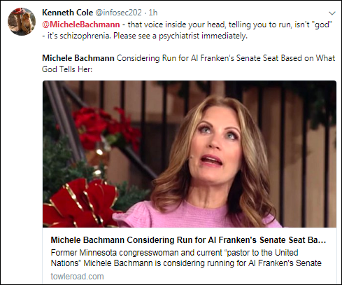 a2 JUST IN: Michelle Bachman Makes Senate Run For Al Franken's Seat Announcement Threat Donald Trump Election 2016 Politics Top Stories 