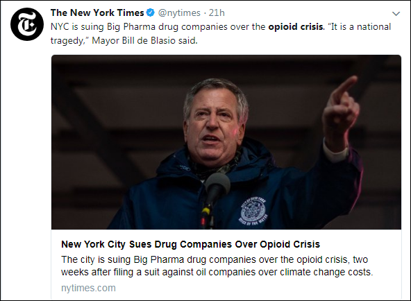h11 New York City Unleashes Major Lawsuit Against Big Pharma - This Is Historic (DETAILS) Corruption Crime Healthcare Politics Top Stories 