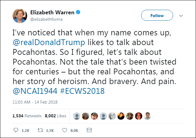 134 President Trump's 'Pocahontas' Bullying Of Elizabeth Warren Just Backfired Big Time Civil Rights Corruption Donald Trump Feminism History Politics Top Stories 