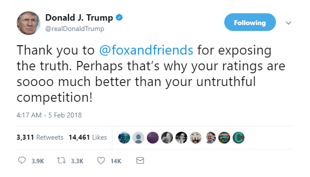 2018-02-05-07_43_30-Donald-J.-Trump-on-Twitter_-_Thank-you-to-@foxandfriends-for-exposing-the-truth. Trump Tweets Early Morning Lies About The U.K. & Regrets It In 9 Seconds Flat Donald Trump Featured Healthcare Politics Social Media Top Stories 