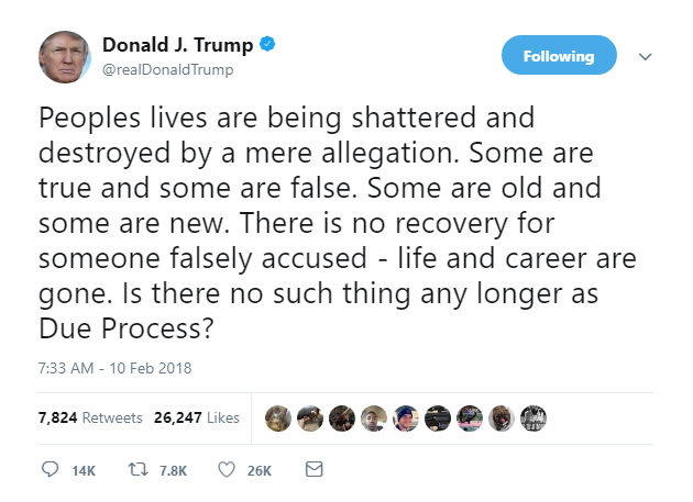 2018-02-10-11_09_29-Donald-J.-Trump-on-Twitter_-_Peoples-lives-are-being-shattered-and-destroyed-by- Trump Just Tweeted The Most Disgusting Support Of Domestic Violence You'll Ever See Crime Donald Trump Featured Politics Sexism Social Media Top Stories Violence 