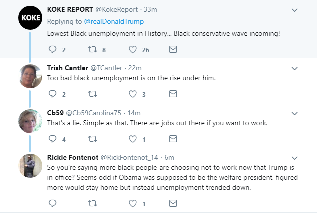 2018-02-24-08_59_28-Donald-J.-Trump-on-Twitter_-_So-true-Wayne-and-Lowest-black-unemployment-in-his Trump Rockets Awake, Gets Online, & Tweets About 'Black' People Like A Deranged Madman Donald Trump Featured Politics Racism Social Media Top Stories 