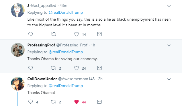 2018-02-24-09_53_55-Donald-J.-Trump-on-Twitter_-_So-true-Wayne-and-Lowest-black-unemployment-in-his Trump Rockets Awake, Gets Online, & Tweets About 'Black' People Like A Deranged Madman Donald Trump Featured Politics Racism Social Media Top Stories 