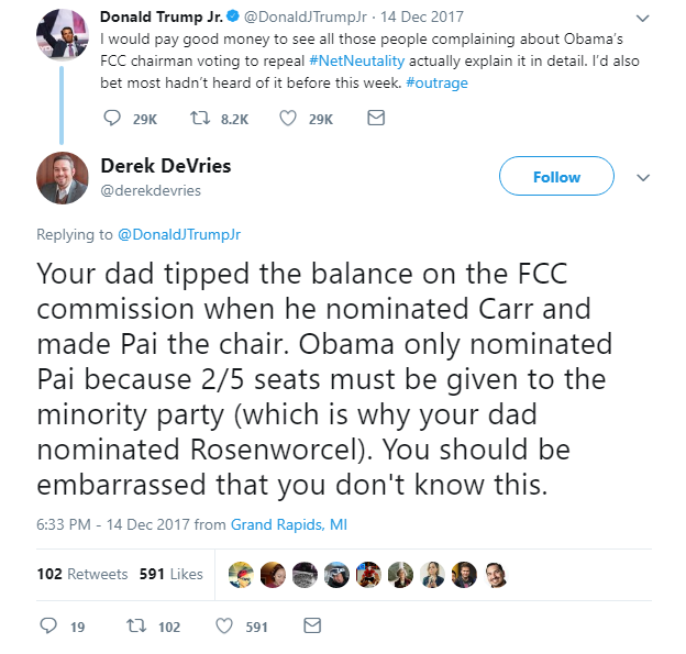 2018-02-28-15_08_59-Derek-DeVries-on-Twitter_-_Your-dad-tipped-the-balance-on-the-FCC-commission-whe Jeff Sessions Just Responded To Trump's Morning Twitter Attack On Him & It's Hilarious Donald Trump Featured Politics Russia Social Media Top Stories 