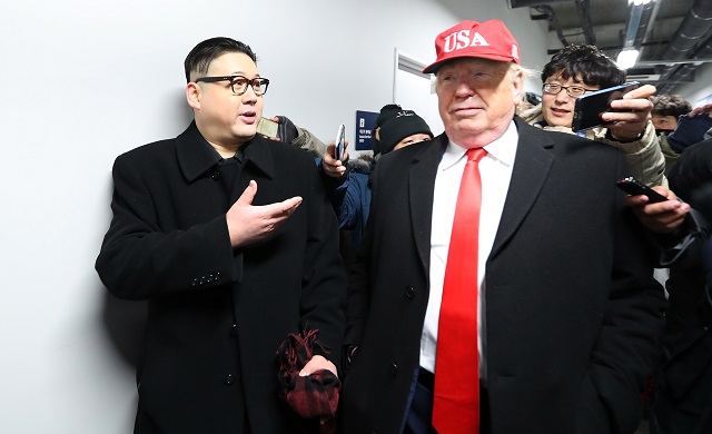 GettyImages-916109846 Trump & Kim Jong Un Impersonators Appear At Olympic Opening Ceremony (VIDEO) Donald Trump Foreign Policy Politics Top Stories 