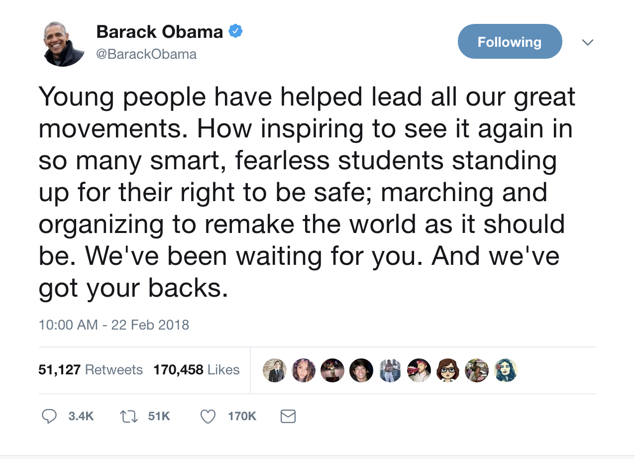 Screen-Shot-2018-02-22-at-10.50.11-AM President Obama Releases Powerful Message To Young People After Parkland Shooting Civil Rights Education Gun Control Politics Top Stories 