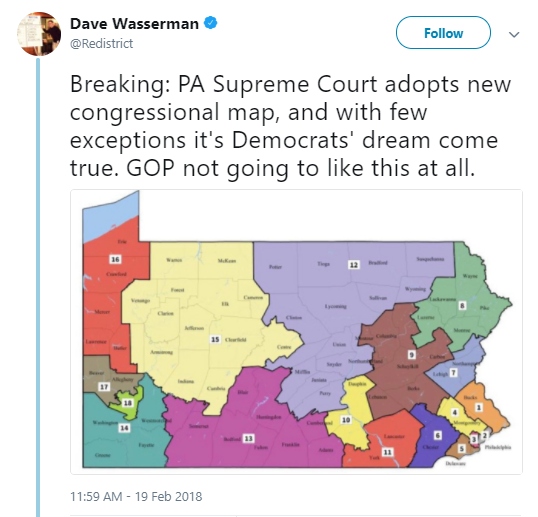 pa-map Supreme Court Drops New Map Of State Congressional Districts; GOP Screwed Donald Trump Election 2016 Politics Top Stories 