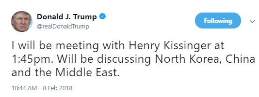 trump-kissinger Trump Announces Upcoming Meeting On Twitter & Gets Eaten Alive In 7 Seconds Flat Donald Trump Foreign Policy Politics Social Media Top Stories 