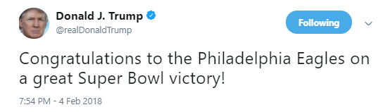 trump-super-bowl-tweet Super Bowl Winners Make W.H. Announcement That Has Donald In Full Freakout Mode Activism Donald Trump Politics Social Media Top Stories 
