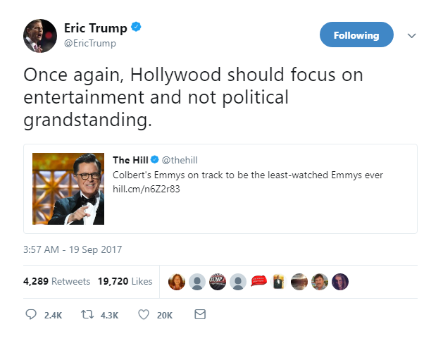 2018-03-02-09_45_41-Eric-Trump-on-Twitter_-_Once-again-Hollywood-should-focus-on-entertainment-and- Alec Baldwin Responds To Trump's AM Twitter Attack & The Result Is Pure Comedy Gold Celebrities Donald Trump Featured Hollywood Politics Social Media Top Stories 