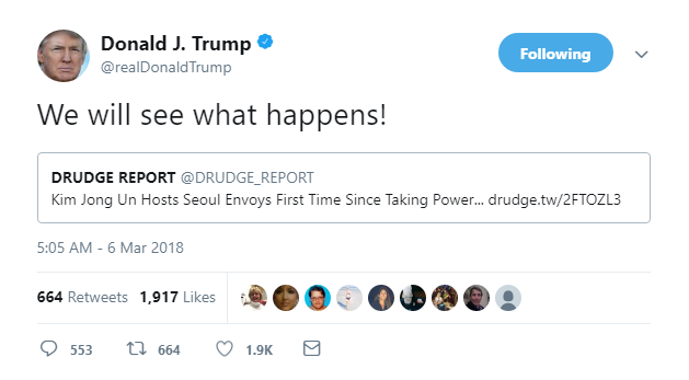 2018-03-06-08_08_04-Donald-J.-Trump-on-Twitter_-_We-will-see-what-happens…-_ Trump Goes Full Crazy In Six Tweets After Mueller Witness Burned The Administration Down Donald Trump Featured Politics Social Media Top Stories 
