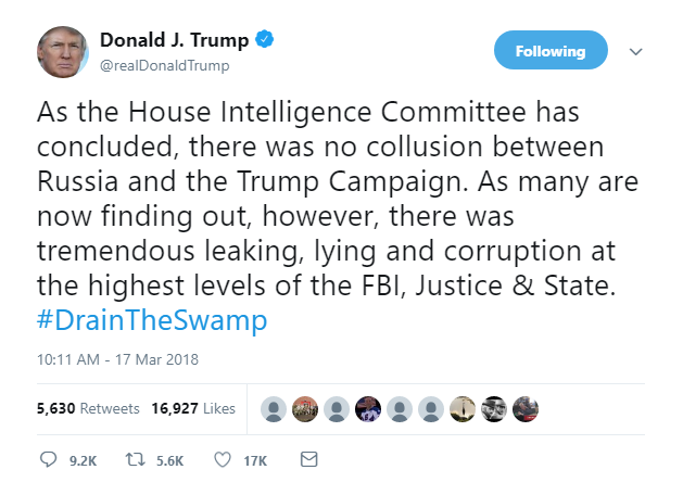 2018-03-17-13_38_13-Donald-J.-Trump-on-Twitter_-_As-the-House-Intelligence-Committee-has-concluded- Trump Tweets The Real Reason Behind McCabe's Firing In Saturday Twitter Meltdown Donald Trump Featured James Comey Politics Top Stories 