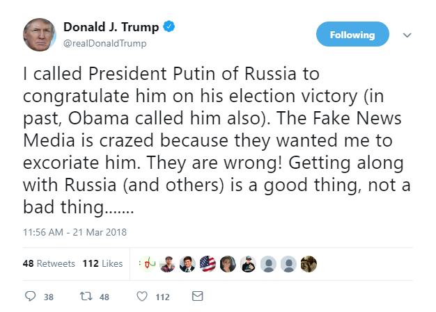 2018-03-21-14_59_26-Donald-J.-Trump-on-Twitter_-_I-called-President-Putin-of-Russia-to-congratulate- Trump Tweets Afternoon Explanation For His Love Of Putin, Like A Teenager With His First Crush Donald Trump Featured Politics Russia Social Media Top Stories 
