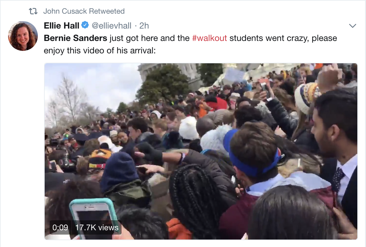 Screen-Shot-2018-03-14-at-1.18.43-PM Protesting Students Go Insane As Bernie Sanders Appears Ready To Join Them (VIDEO) Corruption Gun Control Politics Top Stories 