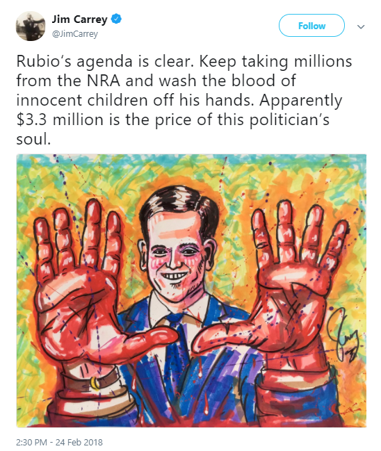 carrey-rubio Jim Carrey Tweets His Brutally Accurate Painting Of Sarah Huckabee Sanders Donald Trump Politics Social Media Top Stories 