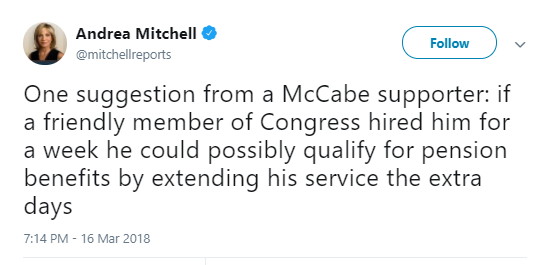 mitchell-mccabe Dem Member Of Congress Finds A Way For McCabe To Get His Pension; Trump Furious Corruption Donald Trump Politics Top Stories 