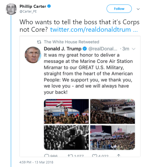vet-five Trump Misspells Marine Corps On Twitter & Veterans Instantly Make Him Wish He Was Dead Donald Trump Social Media Top Stories 