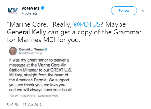 vet-seven Trump Misspells Marine Corps On Twitter & Veterans Instantly Make Him Wish He Was Dead Donald Trump Social Media Top Stories 