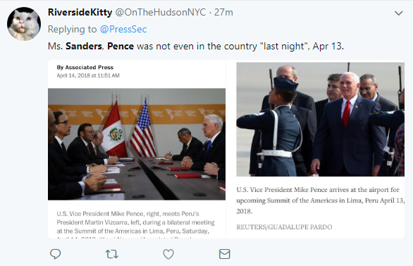 2018-04-15-10_12_14-sanders-pence-photo-Twitter-Search Sarah Sanders Tweets Fake Syria Situation Room Photo & Gets Eaten Alive In Seconds Donald Trump Featured Politics Social Media Top Stories 