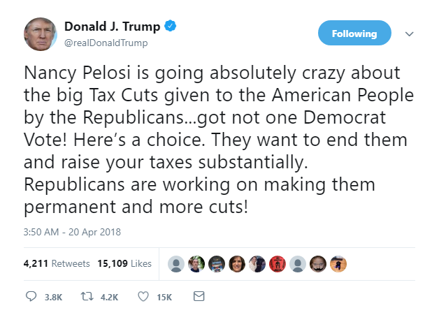 2018-04-20-07_30_23-Donald-J.-Trump-on-Twitter_-_Nancy-Pelosi-is-going-absolutely-crazy-about-the-bi Trump Goes On Desperate Friday AM Twitter Spazzout After Comey's Maddow Interview Donald Trump Featured James Comey Politics Social Media Top Stories 