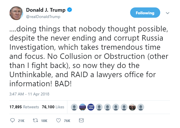 2018-04-20-12_56_11-Donald-J.-Trump-on-Twitter_-_....doing-things-that-nobody-thought-possible-desp Andrew McCabe Makes Lawsuit Announcement That Has Trump In Apoplectic Fury Donald Trump Featured James Comey Politics Top Stories 