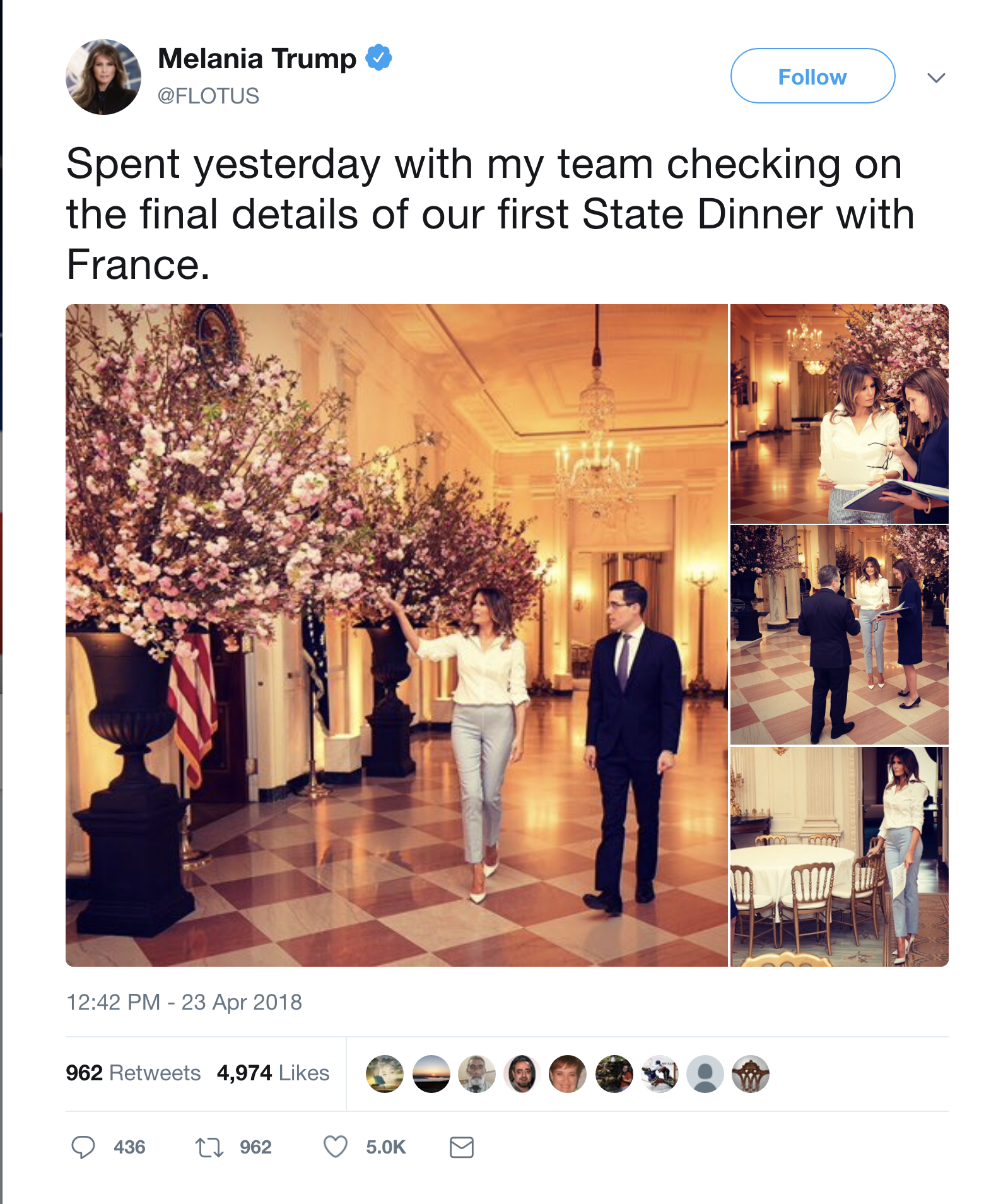 Screen-Shot-2018-04-23-at-1.05.23-PM Melania Tweets About W.H. Decorations & Gets Brutal Reminder That No One Cares Donald Trump Feminism Politics Top Stories 