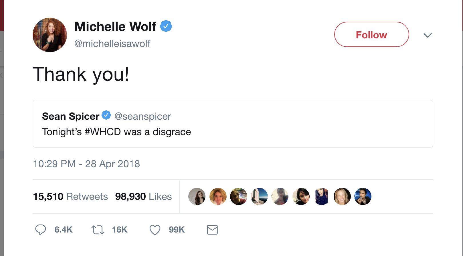 Screen-Shot-2018-04-29-at-9.28.11-AM Michelle Wolf  Wakes Up, Gets On Twitter, & Destroys The Haters Like A Badass Boss Donald Trump Media Politics Social Media Top Stories 