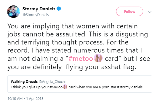 daniels Stormy Daniels Humiliates Troll Who Says Sex Workers Can't Be Assaulted Like A Boss Donald Trump Politics Social Media Top Stories 