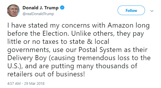 trump-amazon Trump Stores Implicated In 48 State Tax Dodge; Criticized Amazon 1 Day Ago For Same Thing Corruption Donald Trump Politics Top Stories 