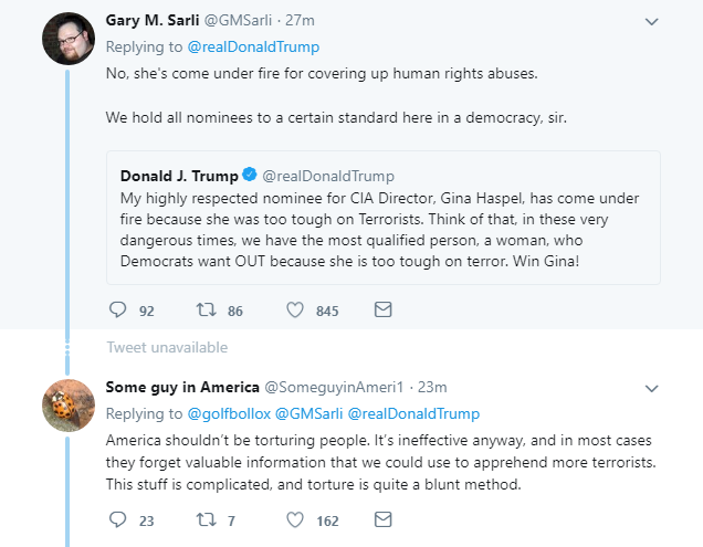 2018-05-07-07_33_45-Donald-J.-Trump-on-Twitter_-_My-highly-respected-nominee-for-CIA-Director-Gina- Trump Goes On Four-Tweet Rager During Monday AM Mueller Tantrum Like A Psycho Donald Trump Featured Politics Social Media Top Stories 