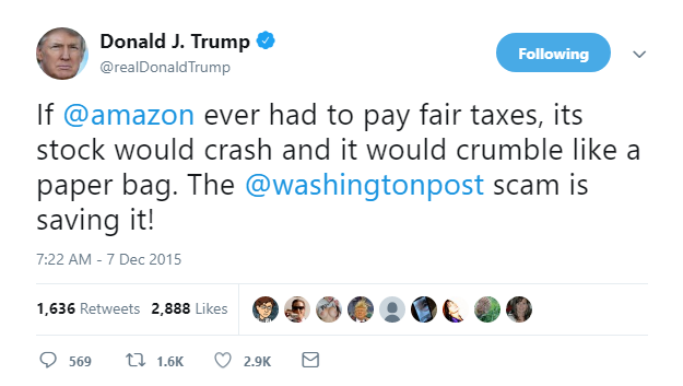 2018-05-18-15_30_02-Donald-J.-Trump-on-Twitter_-_If-@amazon-ever-had-to-pay-fair-taxes-its-stock-wo Trump Tweets Attack On Amazon Hrs After School Shooting Claims 10 - America Revolts Donald Trump Featured Politics Top Stories 