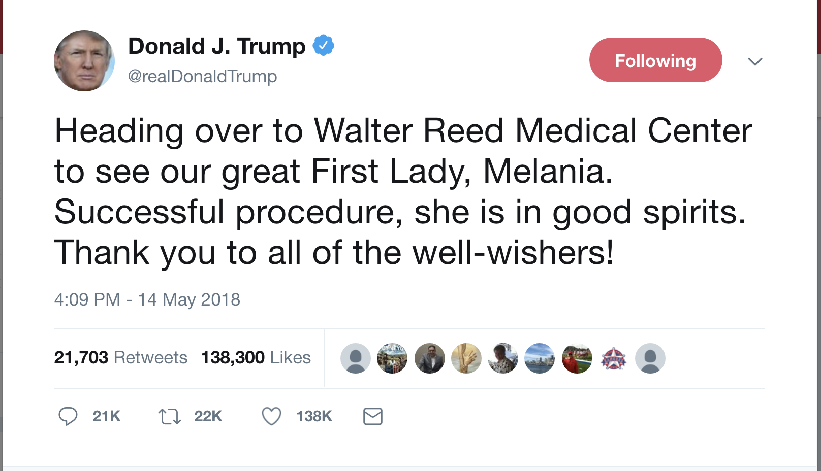 Screen-Shot-2018-05-15-at-5.12.33-PM Melania Makes Post-Surgery Announcement From Hospital - Trump Is Completely M.I.A. Donald Trump Politics Top Stories 