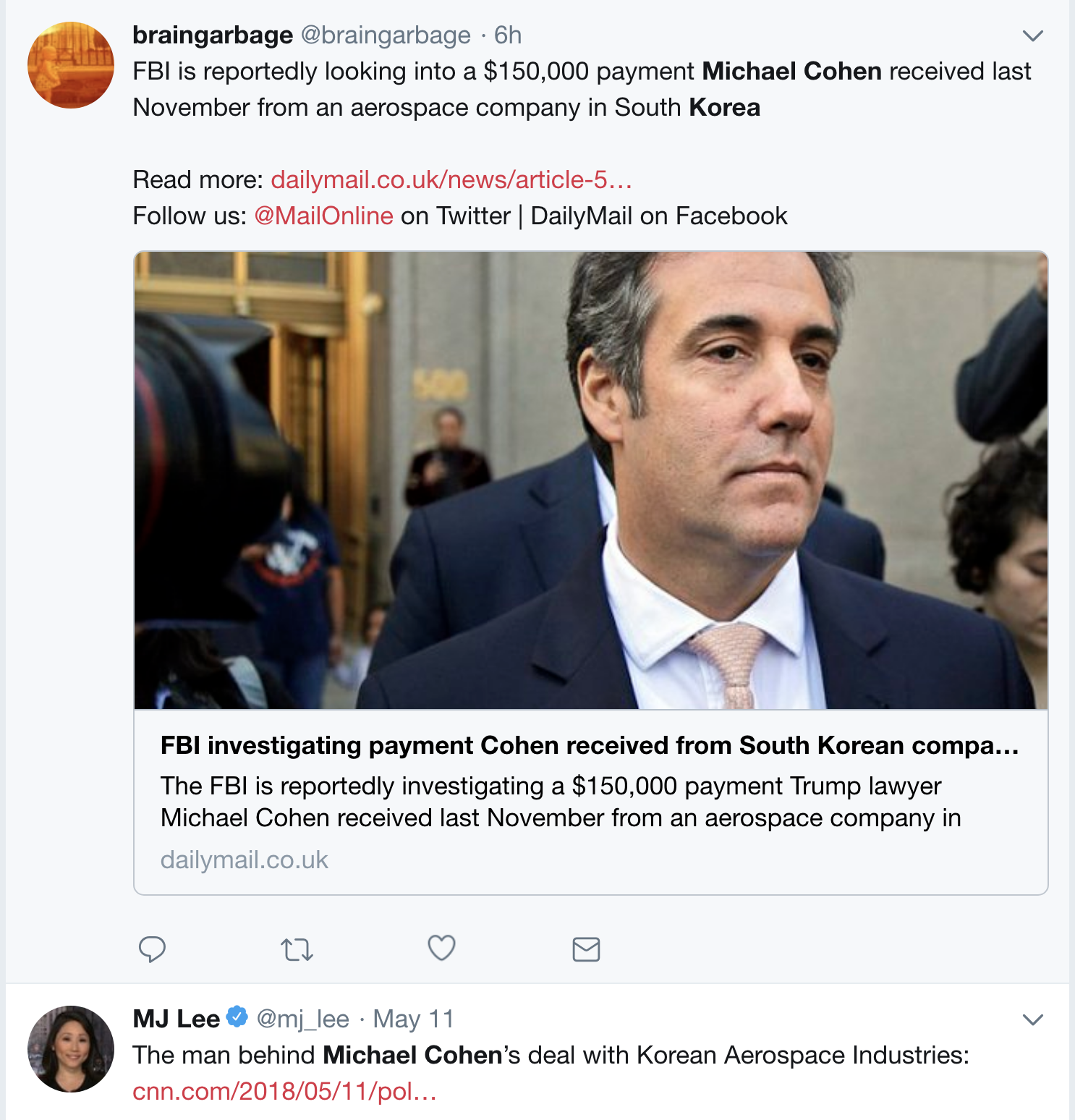 Screen-Shot-2018-05-17-at-9.29.14-AM BREAKING: FBI Discovers $150,000 Korean Payoff To Trump Lawyer; W.H. Panics Corruption Crime Donald Trump Foreign Policy Military Politics Top Stories 