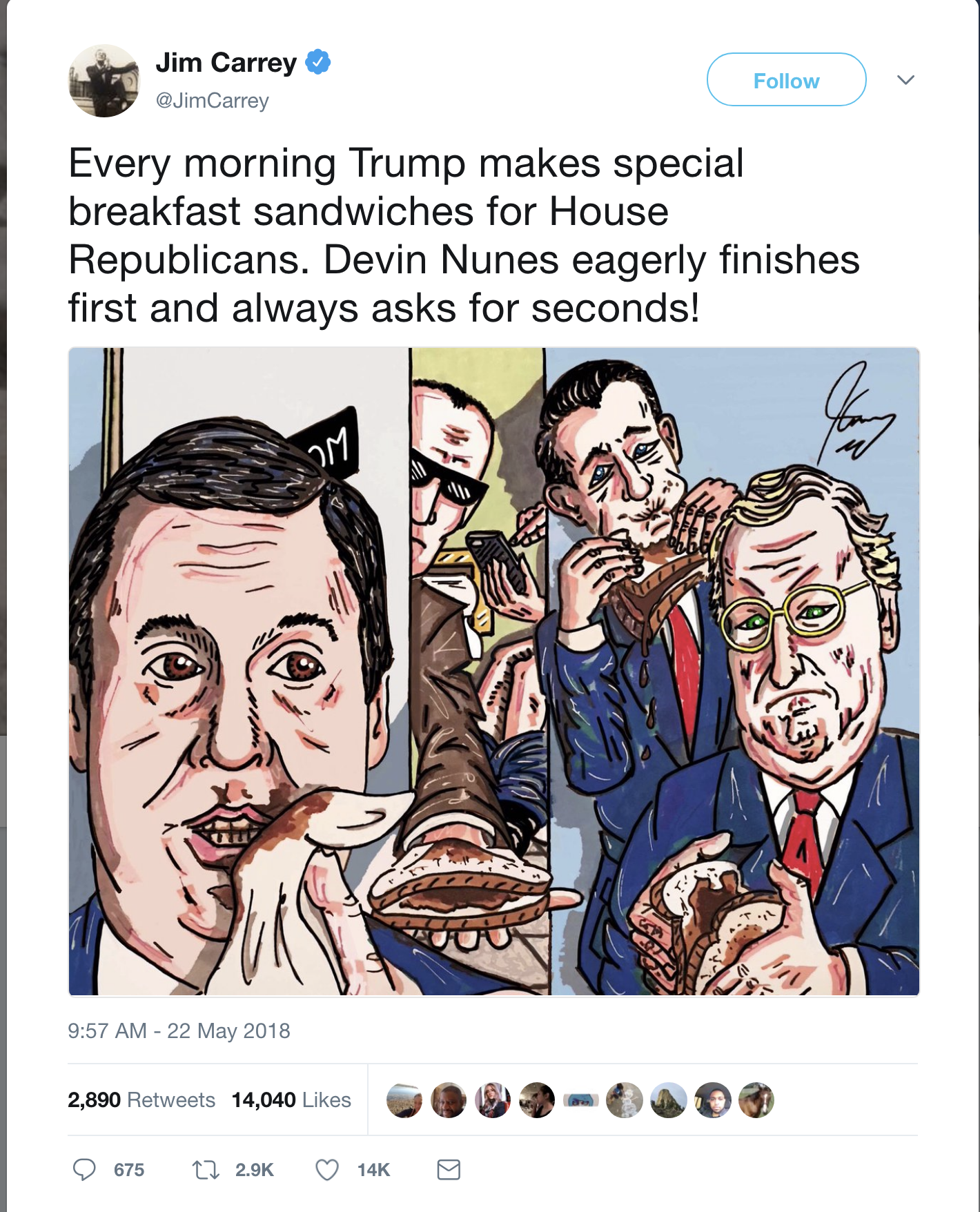 Screen-Shot-2018-05-22-at-1.21.26-PM Jim Carrey Releases Another Trump Painting On Twitter That Will Make You Hurl Corruption Crime Donald Trump Politics Top Stories 