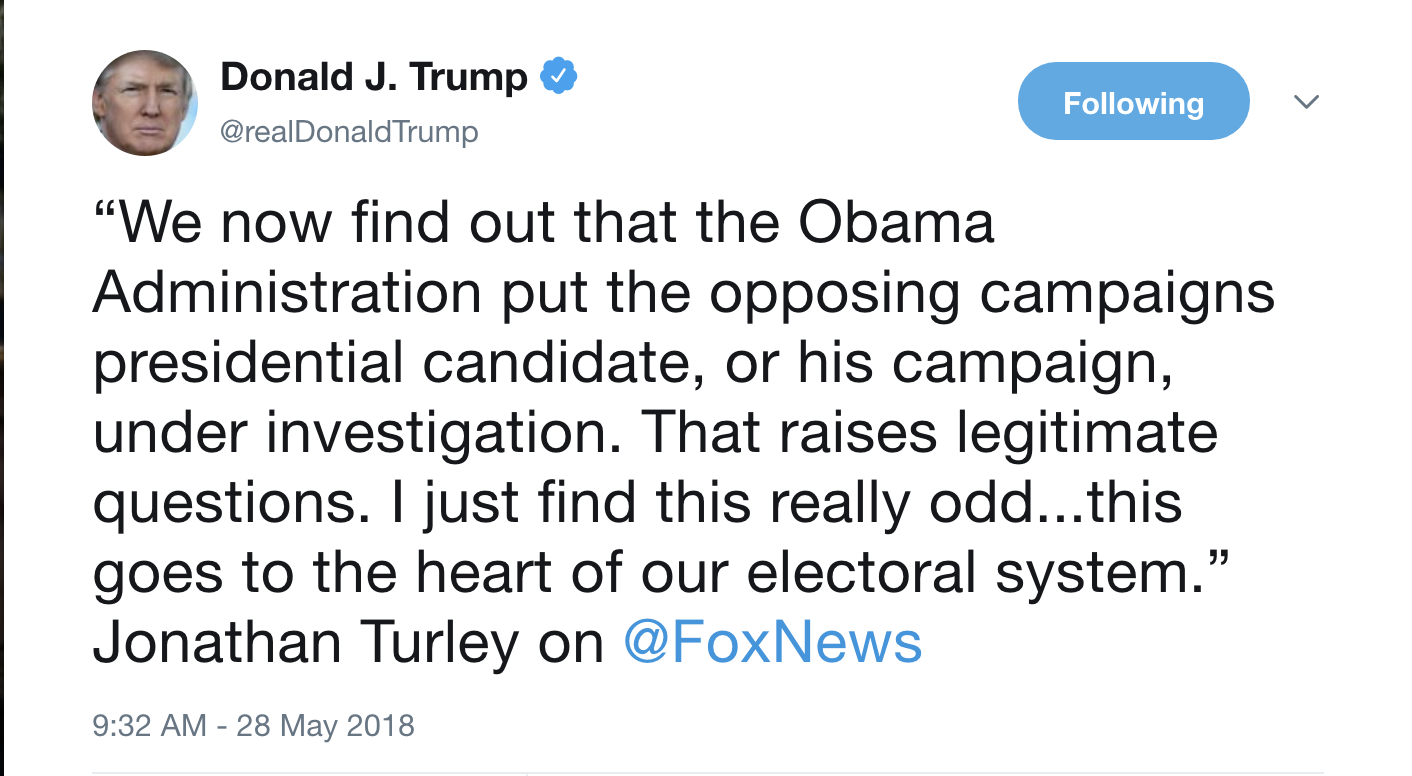 Screen-Shot-2018-05-28-at-10.11.01-AM Trump Goes On Holiday Conspiracy Rant Like An Escaped Mental Patient Corruption Crime Donald Trump Election 2016 Election 2018 Politics Top Stories 