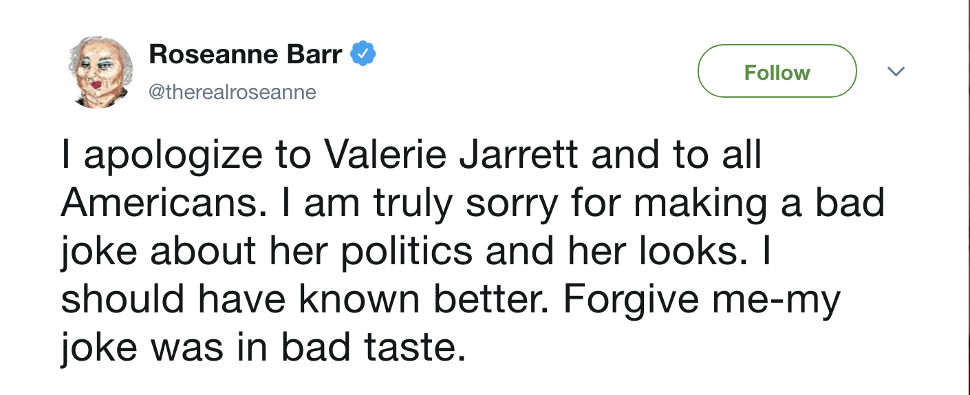 Screen-Shot-2018-05-29-at-11.01.17-AM Disgraced Roseanne Barr Responds To Monkey Joke Backlash With Tweets Like A Martyr Donald Trump Media Politics Top Stories 