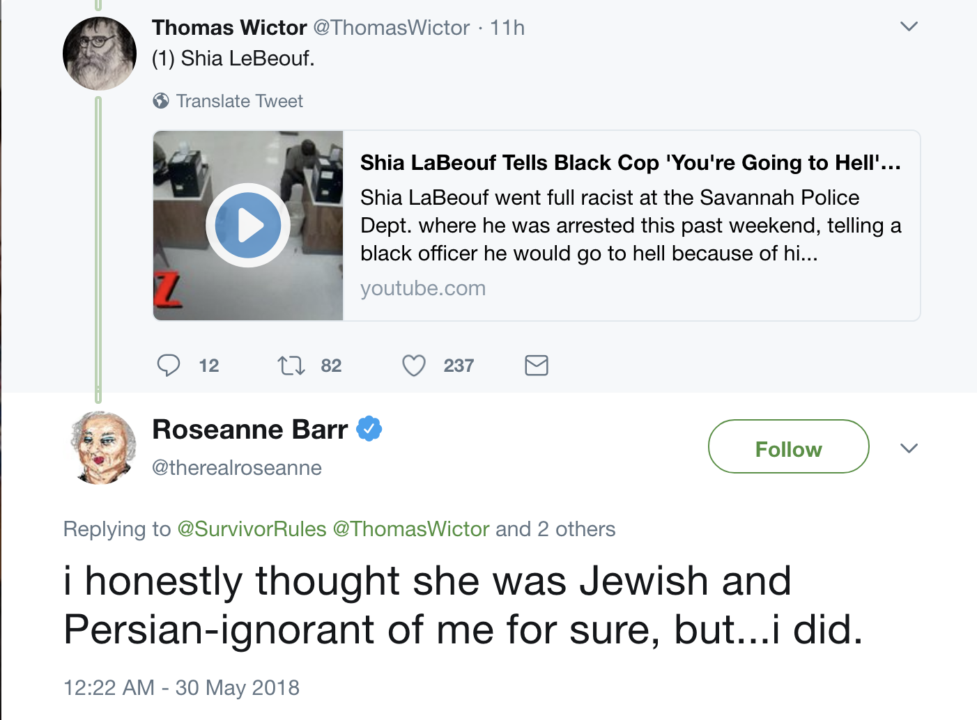 Screen-Shot-2018-05-30-at-10.40.28-AM Roseanne Continues Unleashing Unbelievable Stupidity On Her Twitter Page Like A Derp Black Lives Matter Corruption Donald Trump Media Politics Racism Top Stories 