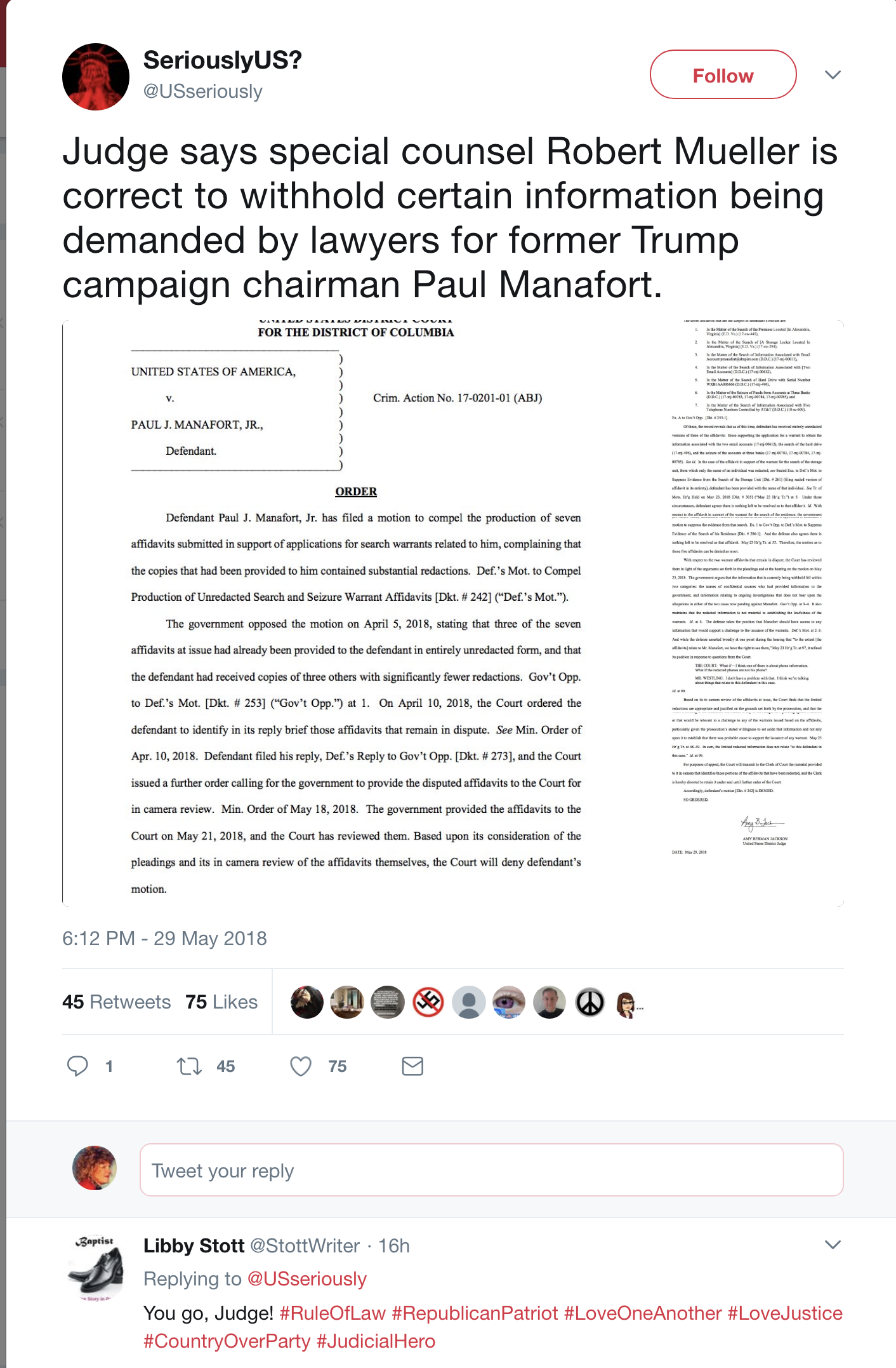 Screen-Shot-2018-05-30-at-9.57.09-AM.png?zoom=2 W.H. Goes Silent; Federal Judge Rules In Favor Of Mueller & The Flood Gates Are Open Corruption Crime Donald Trump Election 2016 Politics Russia Top Stories 