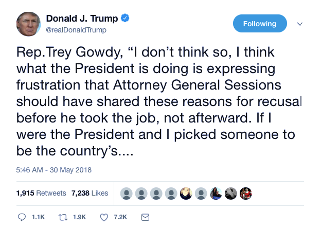 Screenshot-at-May-30-09-01-25 Trump Goes On Wednesday AM Twitter Rant Against Jeff Sessions Like A Backstabber Corruption Donald Trump Featured Politics Social Media Top Stories 