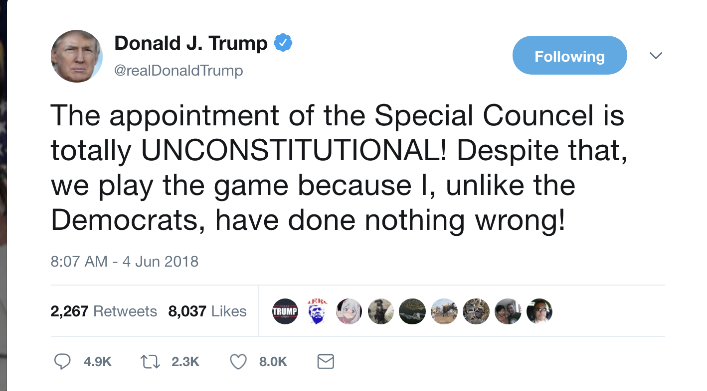 Screen-Shot-2018-06-04-at-8.19.16-AM Trump Freaks Out About 'Unconstitutional' Mueller Probe In Misspelled Tiny Penis Tirade Corruption Crime Donald Trump Politics Russia Top Stories 