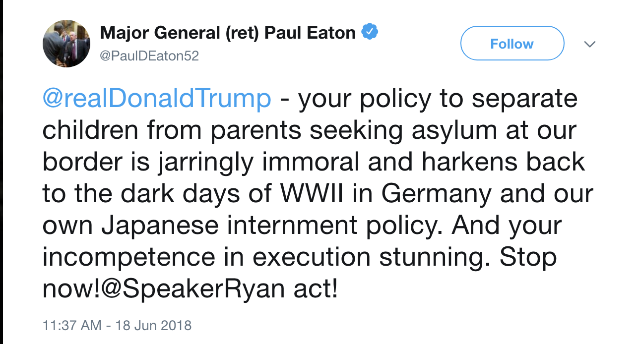 Screen-Shot-2018-06-18-at-1.49.16-PM Senior Military General Rebukes Trump In Powerful Tweet That Has W.H. On Lockdown Child Abuse Corruption Donald Trump Immigration Politics Top Stories 
