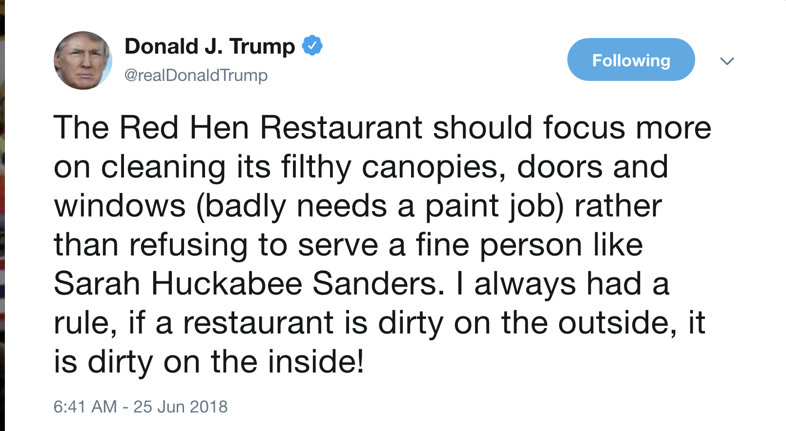 Screen-Shot-2018-06-25-at-8.23.03-AM *Trump Attacks Red Hen Restaurant Like A Punk During Extreme Monday AM Twitter Whine Corruption Donald Trump Politics Social Media Top Stories 