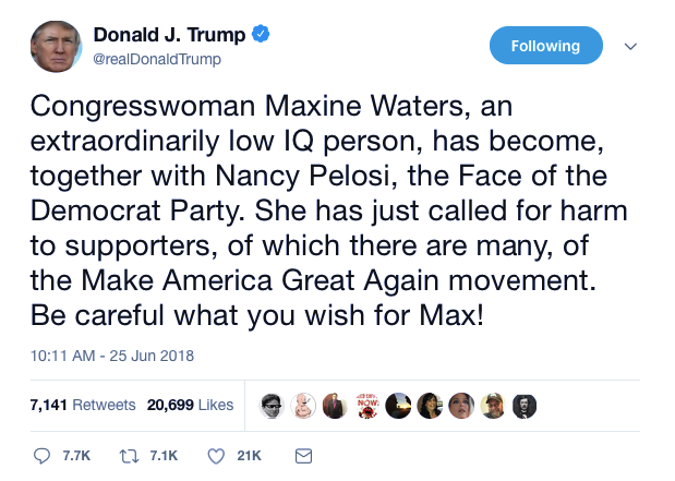 Screenshot-at-Jun-25-13-30-28 Trump Makes Direct Threat To Maxine Waters On Twitter Like An Illiterate Mob Boss Donald Trump Featured Politics Top Stories 