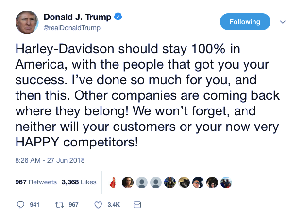 Screenshot-at-Jun-27-11-29-19 Trump Snaps & Tweets Deranged New Message To Harley Davidson Like A Scared Old Man Donald Trump Economy Featured Politics Top Stories 