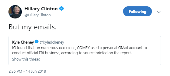 clinton-email Hillary Clinton Mocks James Comey On Twitter After Inspector General Report Emerges Donald Trump Politics Social Media Top Stories 
