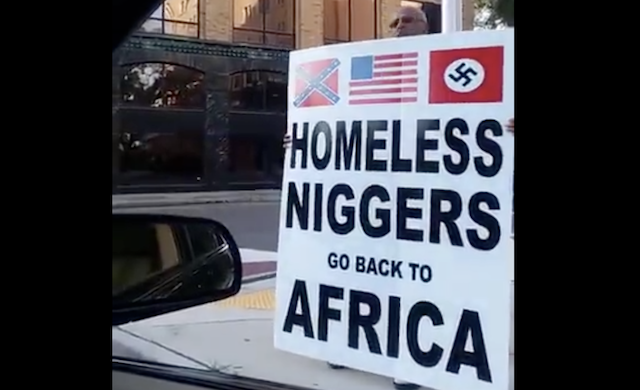 Screen-Shot-2018-07-10-at-2.53.19-PM Black White Supremacist Holds 'N*ggers Back To Africa' Sign & Gets Blasted On Video Activism Racism 